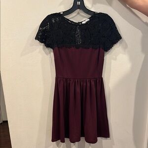 Bar III Black and Red Fit and Flare Mini Dress